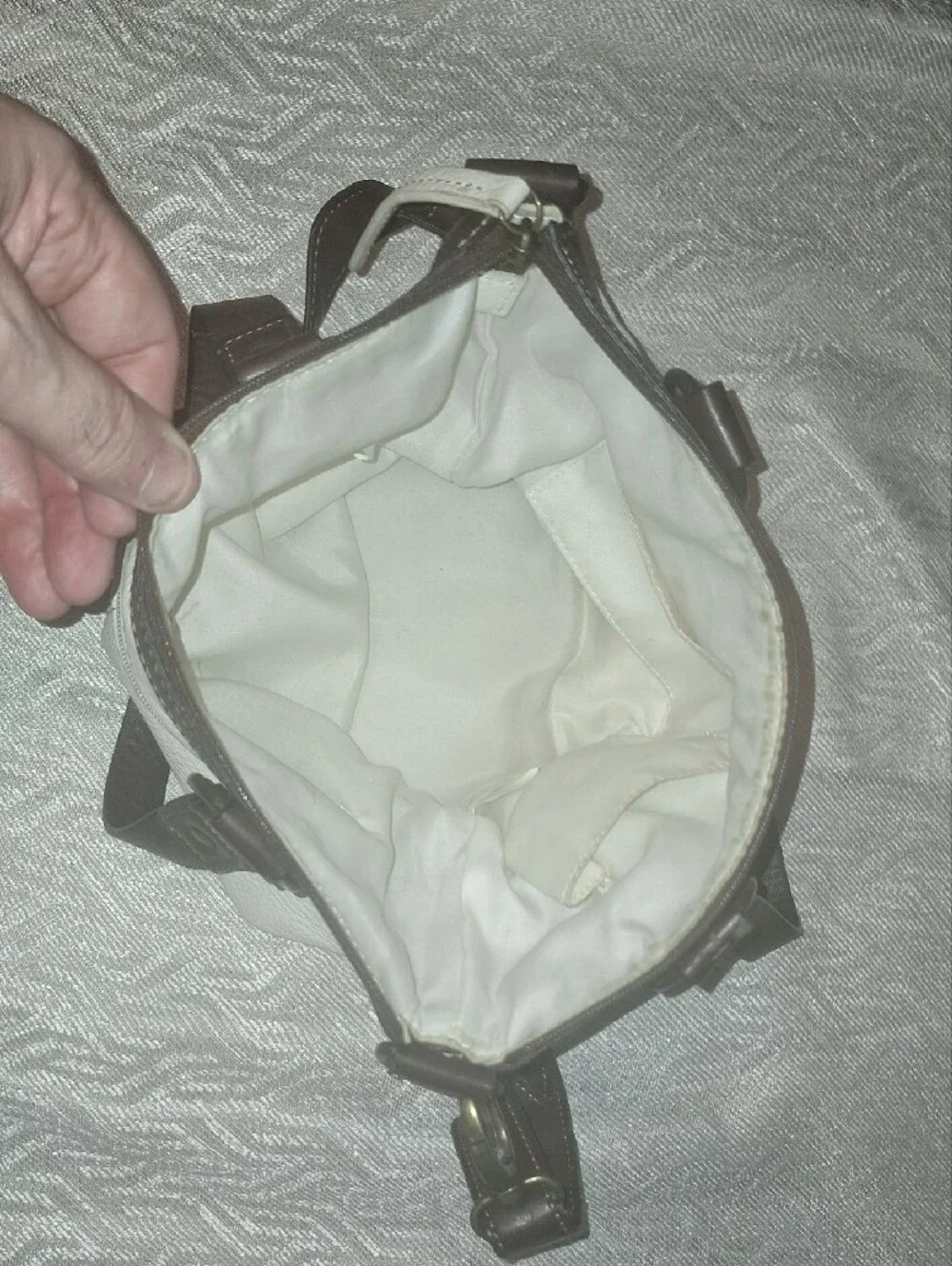 SAINT JOHN'SBAY White and Brown Leather Convertible Shoulder Bag